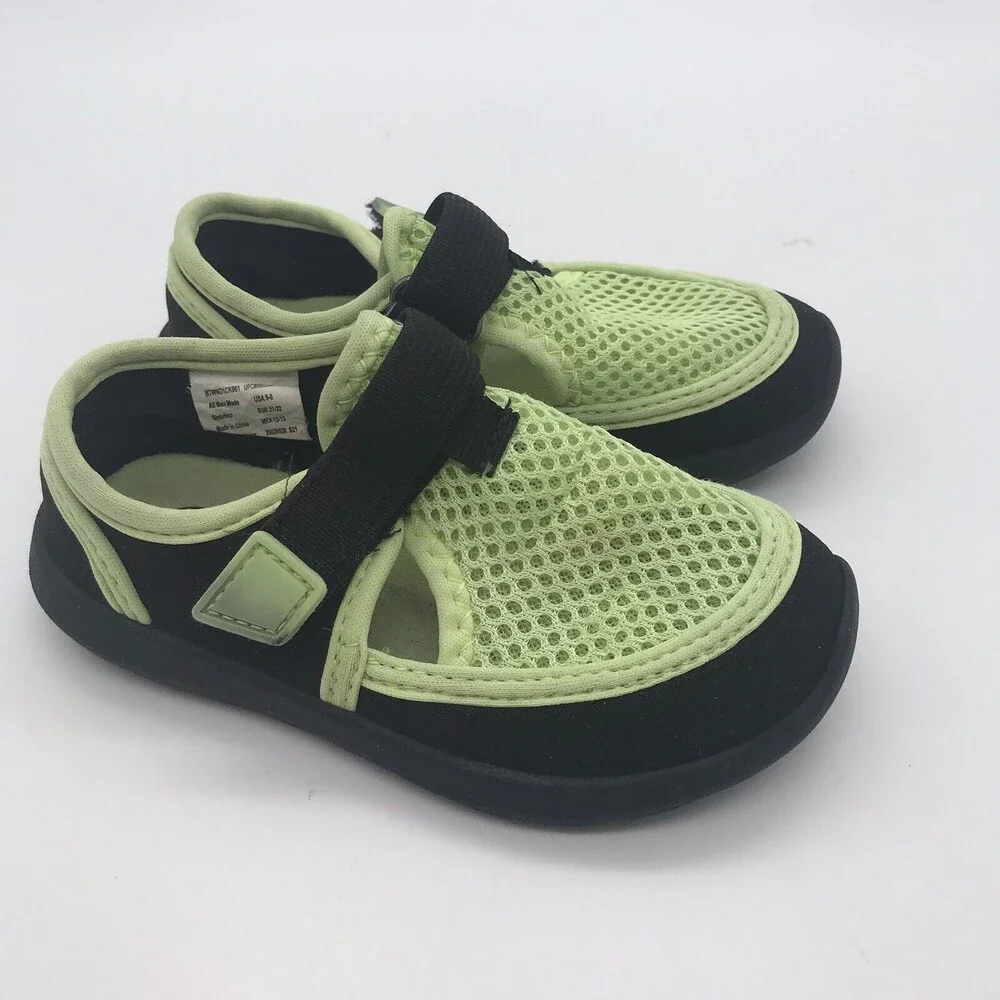 Wonder Nation Girl's size 5-6 Water Shoes Comfort Footbed Neon Green & Black H&L